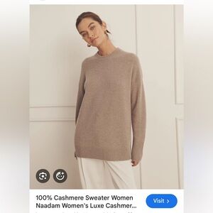 EUC Naadam luxe cashmere crewneck sweater, size small in timber